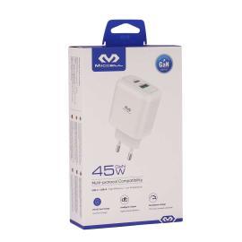 T1245 - CARGADOR MICCELL RAPIDO USB-C PD 45W GaN+ USB QC 3.0